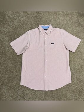 Chaps SS Button-Down Shirt - orange/blue/white with front pocket size L